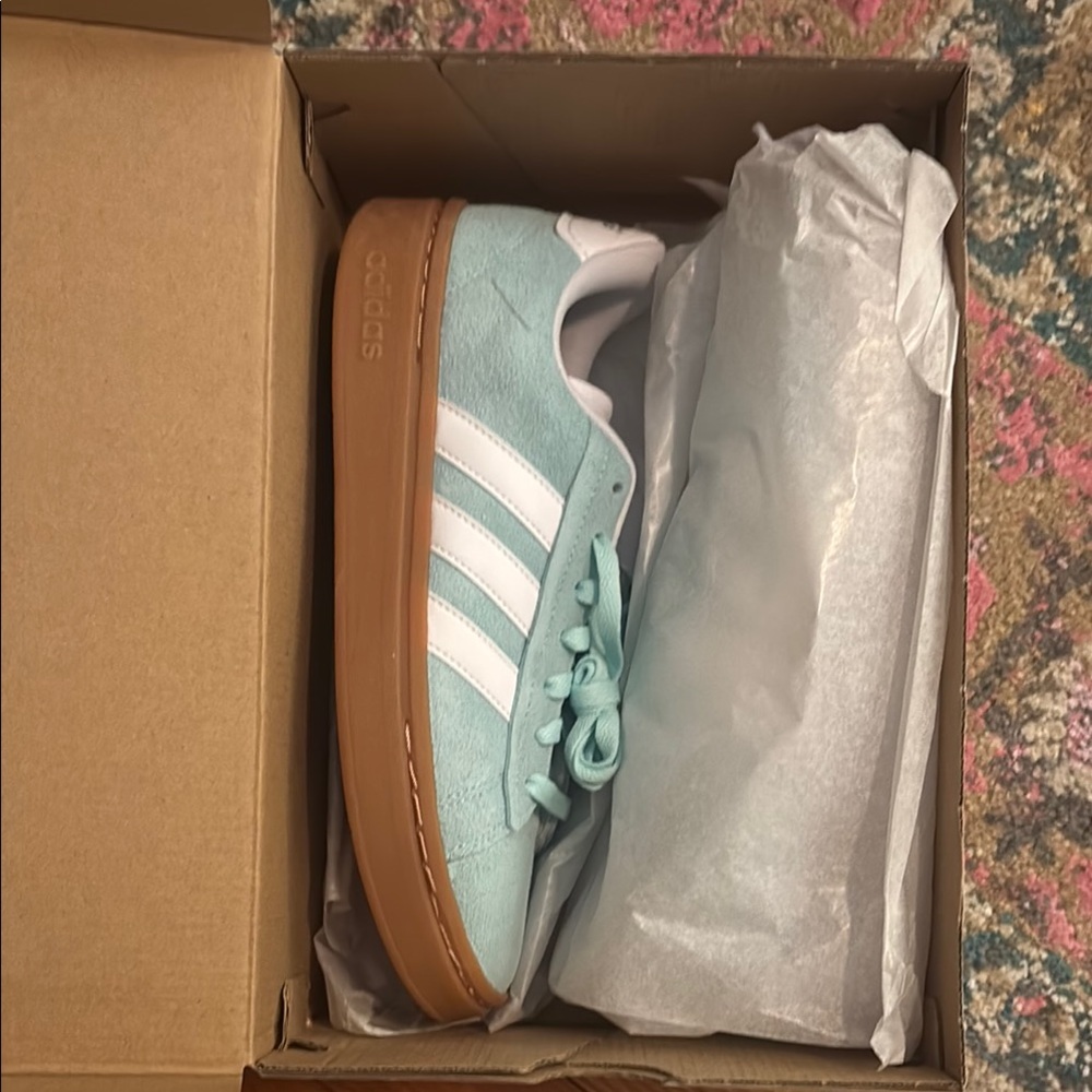 Adidas Mint Green Sneakers with White Stripes